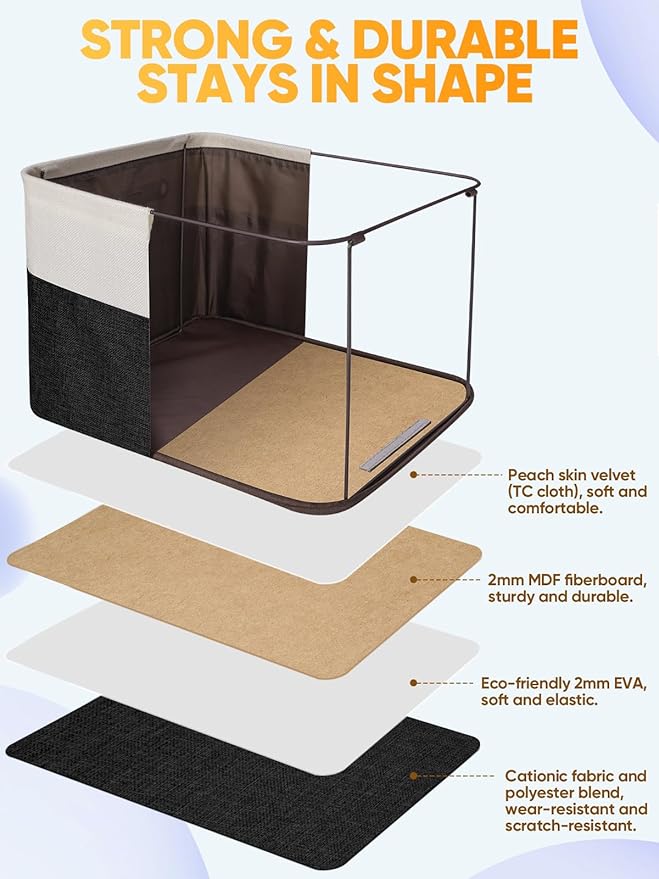 BALEINE 1 Pack Fabric Closet Storage Bins for Shelves, Linen Closet Organizers and Storage, Decorative Baskets for Organizing, Shelf, Clothes, Home, Office (Black, 12"x8"x8")