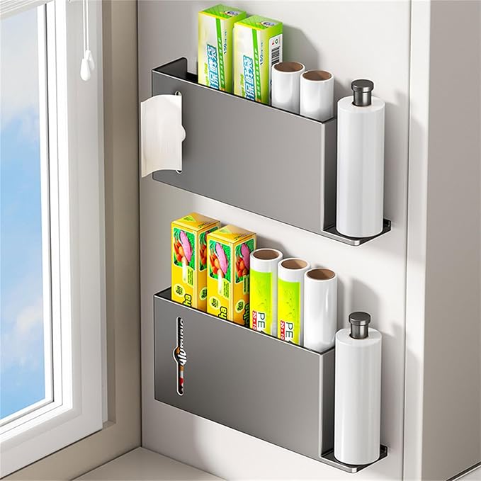 Space Saving Kitchen Cabinet Door Storage Box Wall Mount Organiser For Foil And Wrap Bathroom Organization Rack