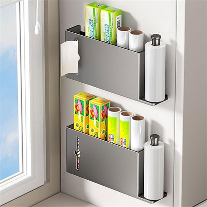 Space Saving Kitchen Cabinet Door Storage Box Wall Mount Organiser For Foil And Wrap Bathroom Organization Rack
