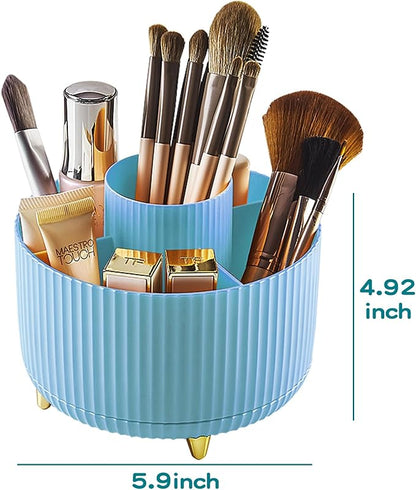 fanado 360° Rotate Makeup Brush Holder Organizer, Makeup Organizers Countertop, Makeup organization and Skincare Storage with Gift Box Packing for Vanity, Desktop, Bathroom (Blue)