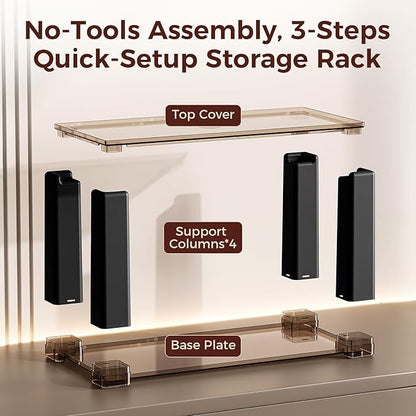 2-Tier Modern Minimalist Display Shelf, Multi-Purpose Organizer for Makeup, Perfume, Mugs, Figures, Clear Desktop Storage with Sturdy Frame for Bathroom, Kitchen, Office, and Home Decor B