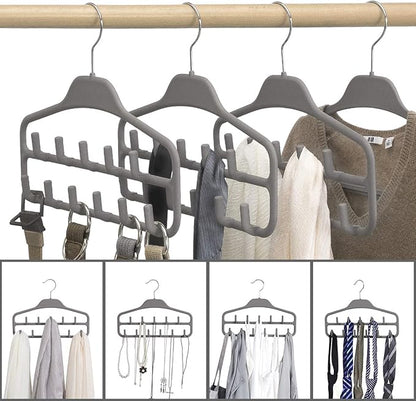 Belt Hanger Rack Holder for Closet, Sturdy Belt Organizer with 360 Degree Swivel, 11 Large Sturdy Belt Hooks, Non Slip Rubberized Belt Storage, Grey