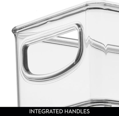 iDesign Plastic Stackable Pantry Bin - Storage Bin with Handles for Cabinets or Fridge - Set of 2 - Clear