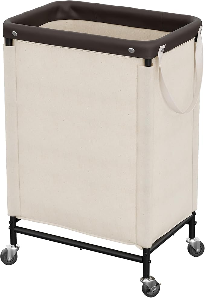 StorageWorks Laundry Hamper, 90L Rolling Laundry Sorter Cart with Removable and Washable Liner Bag, Clothes Hamper with Wheels and Handle for Laundry Room and Bedroom, Beige