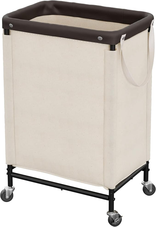StorageWorks Laundry Hamper, 90L Rolling Laundry Sorter Cart with Removable and Washable Liner Bag, Clothes Hamper with Wheels and Handle for Laundry Room and Bedroom, Beige