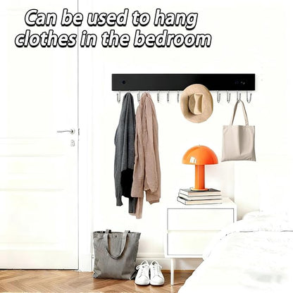 2 PCS Black Hanging Jewelry Organizer, Wooden Wall Mounted Necklace Holder with 28 Hooks, Jewelry Display Hangers, Coat Rack Belt Organizer for Bags, Ties, Keys(Black)