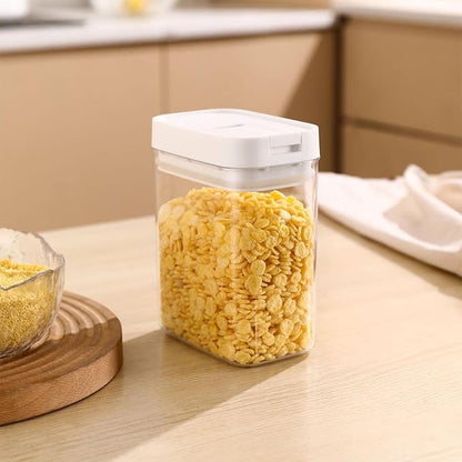 Airtight Cereal Storage Container, 27oz Transparent Food Storage Containers, Plastic Food Storage Canister Dispenser for Cereal Flour Spaghetti Rice Kitchen Organizing