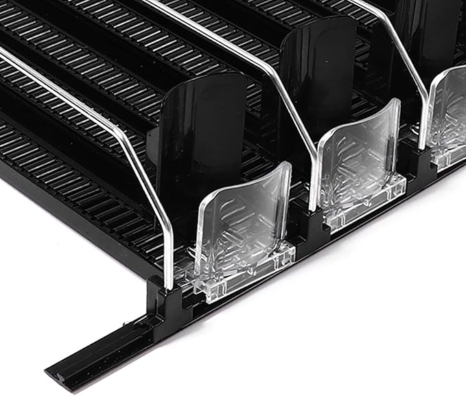 Fridge Drink Dispenser: Adjustable Width, Rainproof Design, Self Pushing Soda Can Organizer, Ideal for Soda and Beer, Black (5PCS)