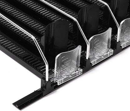 Fridge Drink Dispenser: Adjustable Width, Rainproof Design, Self Pushing Soda Can Organizer, Ideal for Soda and Beer, Black (5PCS)