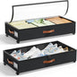 LAMU Under Bed Storage with Wheels, 2 Pack Under Bed Storage Containers with Clear Lids & Label, Rolling Under Bed Drawers for Clothes, Shoes, Blankets, Black
