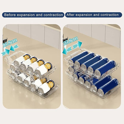 YOXIER Refrigerator Organizers & Storage,Soda Can Organizer,2 Tier Beverage Drink Dispenser for Mini Fridge,Rolling Pop Can Storage for Refrigerator,Mini and Tall Skinny Can Holder for Pantry Clear