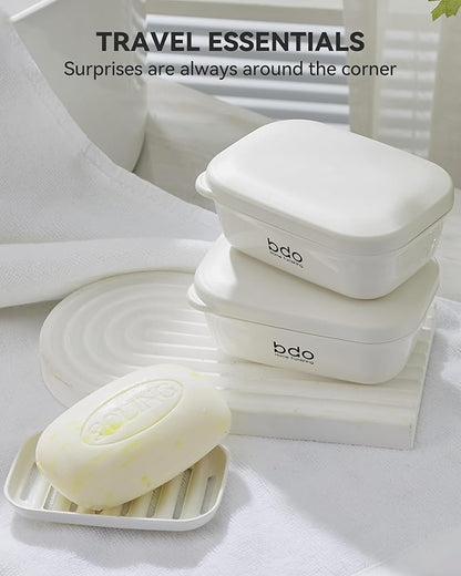 Travel Essentials Soap Holder with Lid,Leakproof Soap Dish with Drainage Layer, Portable Travel Soap Bar Case for Camping, Gym, Bathroom,Kitchen,Dormitory,Hotel(Pink)