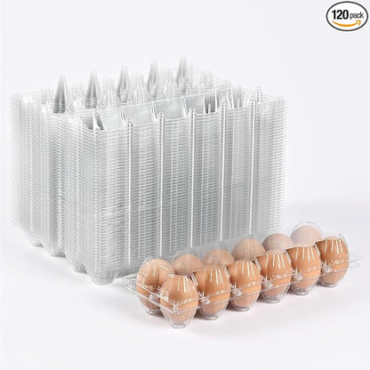 120 pc large clear plastic Egg Carton, can accommodate 2.5 ounces of eggs,12grid Eggs Carton Bulk , clear Large egg cartons ,It Can Hold 2.3 oz of eggs Perfect for Family, Farm, Markets..(2*6)