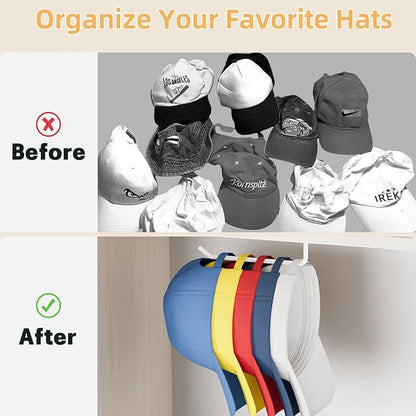 6 Pcs Hat Organizer for Baseball Caps, Hat Rack, Hat Hooks for Wall, Paper Towel Holder, Drilled or Adhesive Hanger for Door, Wall, Closet, Storage for Caps, Towel, Paper, Headband, Key, Belt, Tie