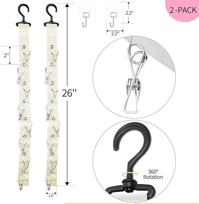 Hat Organizer Baseball Caps Rack Hangers 2PCS Door Hat Racks with 8 Stainless Steel Clips Cap Wall Holder Closet Storage Organizer Over Door Wall Caps Storage Hangers Beige