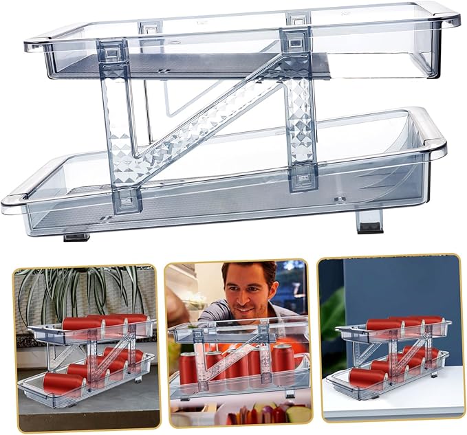 SOLUSTRE Strong Material Beverage Can Holder Refrigerator Soda Can Organizer Drink Dispenser Bin