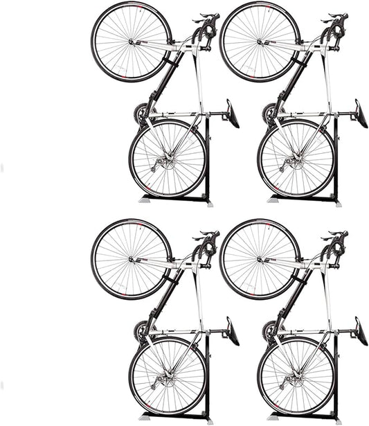 Bike Nook Stand & Vertical Storage Rack - 4 Pack with connectors- The Original Vertical Bicycle Floor Stand for Garage Storage and Indoor and Outdoor use, No Drilling Required