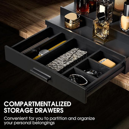 Sephyroth Cologne Organizer 5 Tier of Elegant Bamboo Perfume Organizer for Men with Hidden Storage and Practical Drawer, Perfect for Cologne Display & Gift (5T-Black)