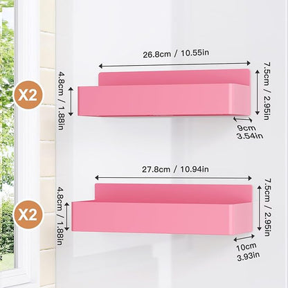 Mystozer Magnetic Spice Rack for Refrigerator, Kitchen Organizer and Storage Shelf, Pink(4 Pack)