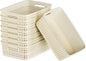 FUCDTEFC White Plastic Basket, 8 Pack Home Organization and Storage Baskets with Handles, Space Saving Woven Organizer Bins Plastic Storage Basket for Organizing Cabinets,Closets, Shelves, Countertops