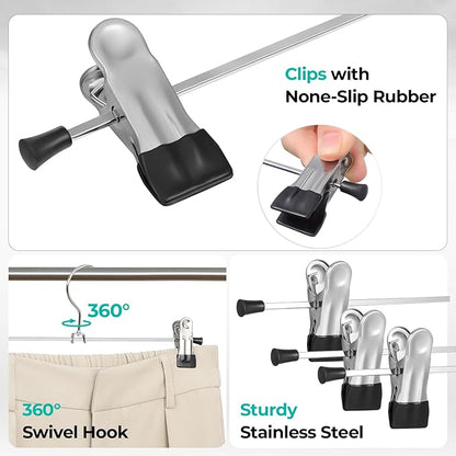 GoodtoU Pants Hangers 50 Pack - Pant Skirt Hangers with Clips, Metal Hanger with Clips for Skirt Shorts Trouser