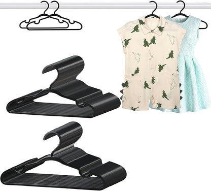 100 Pack Black Baby Hangers 11.42 Inch & 12.91 Inch Each 50 Pack - Kids Non-Slip Clothes Hangers for Infant & Child, Durable Plastic Children's Hangers for Closet, Pants, Coats, Skirts
