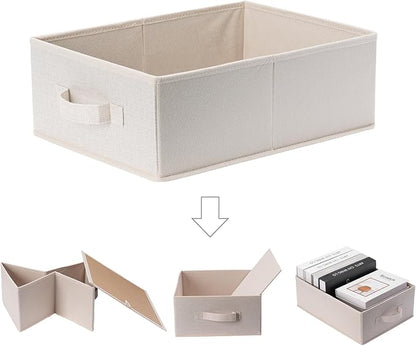 Clothings Collapsible Storage Bins, Foldable Organizers and Storage Baskets Cube Storage Bin for Bedroom Living Room (4 Pack) (Flaxen, 15.4x11.4x5.5inch)