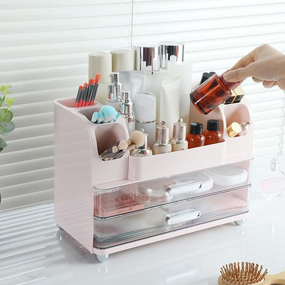 Large Makeup Organizer Countertop with Drawers, Make Up Organizer for Vanity, Makeup Storage Organizer Countertop Makeup Organizers for Skincare, Pink