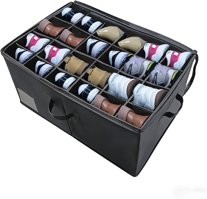 12-24 compartment adjustable shoe cabinet storage box with transparent dust cover, foldable and stackable, saving space, large capacity, ideal for bedrooms and dormitories.