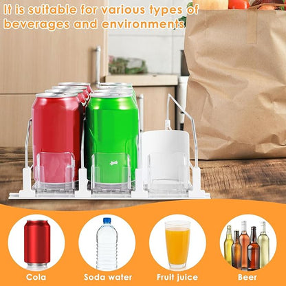 Drink Organizer for Fridge, Self-Sliding Soda Can Dispenser for Refrigerator, Width Adjustable Beverage Pusher Glide, 3 Rows Can Organizer with 12oz 16oz 20oz Soda Dispenser (White, 31CM3 Row)