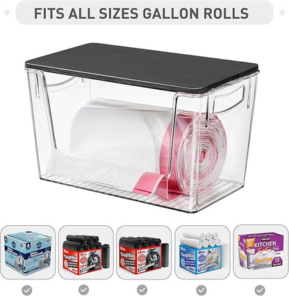 Heyuzb Pantry Organizers Storage, 2 Pack Large Clear Storage Bins with Bamboo Lids for Onion, Potato, Garlic, Canned Food, Organizer Bins for Under Sink, Kitchen, Countertop, Bathroom