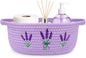 Lavender Toilet Paper Basket–Woven Rope Beautiful Lavender Bathroom Decor Organizer Toilet Tank Decorative Storage Basket, Oval Shelf Bin with Handle,Flower Wedding Paper Holder, 12" D x 5" H