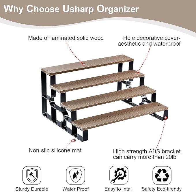 Perfume Organizer for Dresser,Cologne Organizer for Men,4 Tier Bathroom Organizer,Makeup Organizers,Wooden Display Riser Stand for Vanity,Bedroom,Dressing(Walnut-Width=14")