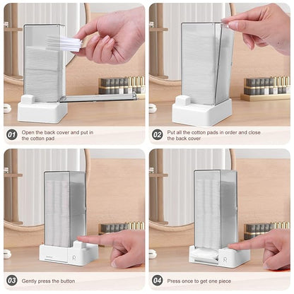 Automatic Cotton Pad Holder, Square Press Out Cosmetic Cotton Makeup Removers Pad Holder, Makeup Cotton Organizer Container Dispenser Storage Display Rack(Grey)