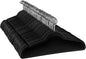 Elama 100 Piece Set of Velvet Slim Profile Heavy Duty Felt Hangers with Stainless Steel Swivel Hooks in Black