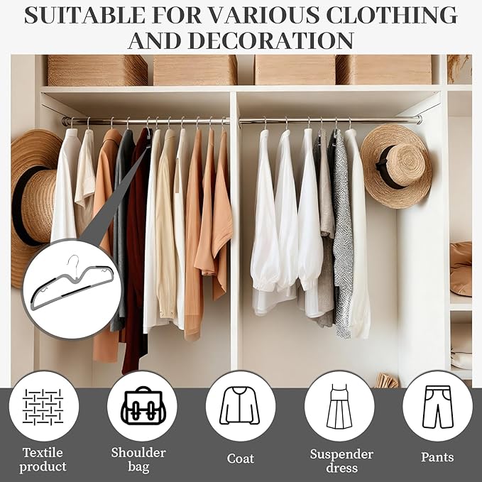 LemonRoad 36 Pack Short Neck Hangers, Upgraded Non-Slip Plastic Hangers Lifts Clothes 3" Higher, Space Saving 360 Swivel Hook for Closet Organizer, Shirts Jackets Dresses, Smooth (Black Gray)