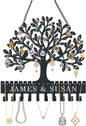 Personalized Tree of Life Metal Wall-Mounted Earring Holder, a hanging jewelry organizer with hooks, suitable for earrings, studs, necklaces, and other accessories Valentine's Day Gift