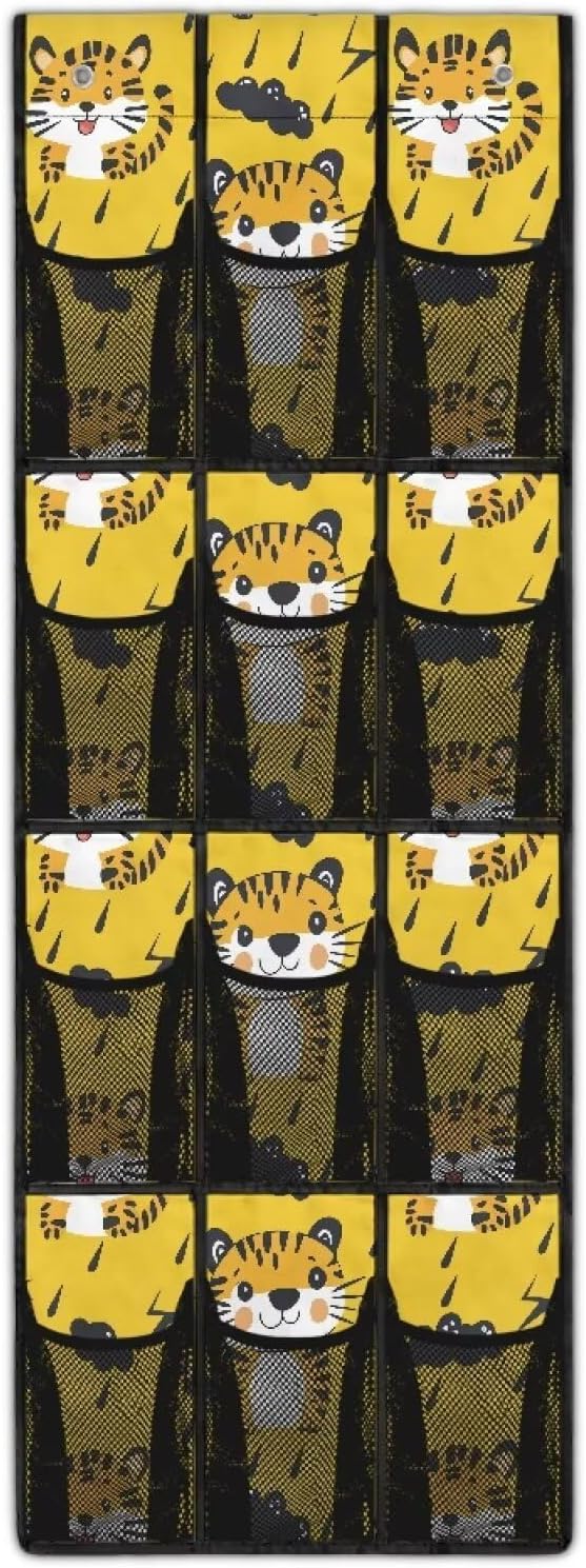 Tiger Simple Houseware 12 Pockets,Over The Door Hanging Shoe Organizer,Small Item Storage Bag,Hanging Shoe Rack for Door Sneaker Hanger Boot Storage,Closet Rack for Home,Lightweight