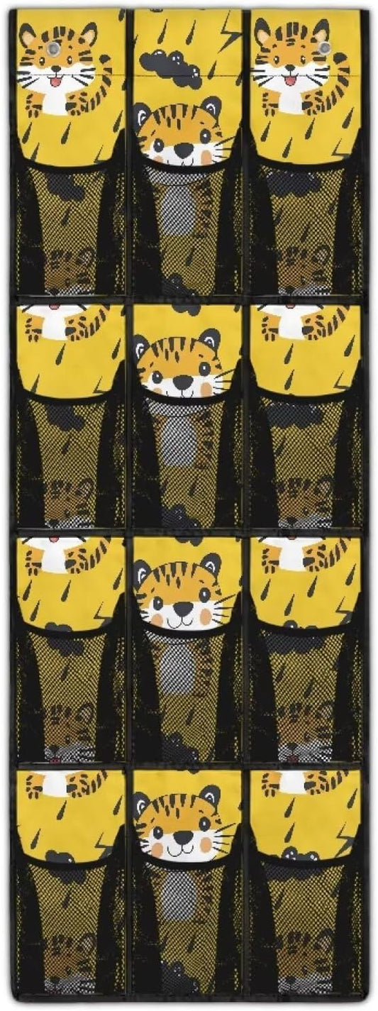 Tiger Simple Houseware 12 Pockets,Over The Door Hanging Shoe Organizer,Small Item Storage Bag,Hanging Shoe Rack for Door Sneaker Hanger Boot Storage,Closet Rack for Home,Lightweight