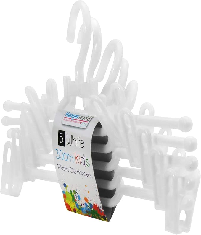 HANGERWORLD 20 White 30cm Childrens Plastic Top Coat Clothes Garment Baby Toddler Hangers