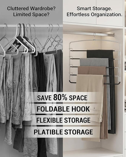 Supforce 3 Pack Pants Hangers, Space-Saving Hangers for Pants with Multi-Tier Design, Trouser Hangers for Jeans and Slacks, Closet Pants Organizer for Neat Storage