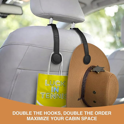 2-Pack Magnetic Cowboy Hat Holder for Truck, Leather Hat Rack Clip for Car Headrest, Travel Hat Hanger Organizer, Strong Grip Keeps Shape, Space-Saving Car Accessories ﻿