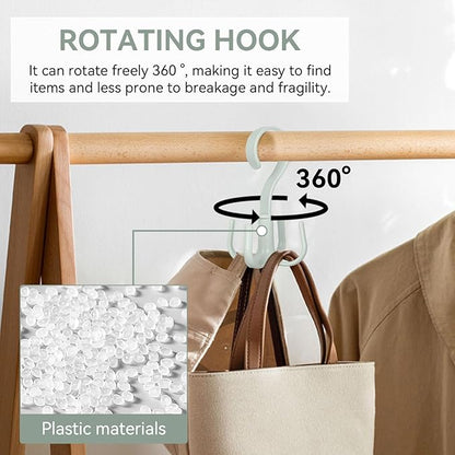 2PCS Rotating Handbag Hanger, Scarf Tie Rack Hooks Hoodie Hanger 360 Degree Rotating Closet Organizers with 4 Claws Multifunctional Closet Handbag Hook Scarf Hanging (Green)