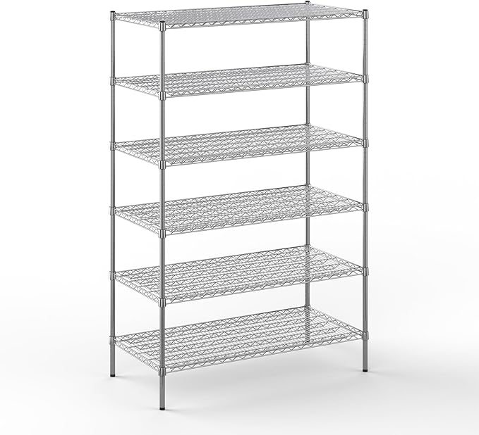 24" Deep x 48" Wide x 74" Height Wire Shelving Kit | 6-Tier | NSF Commercial Storage Rack Unit