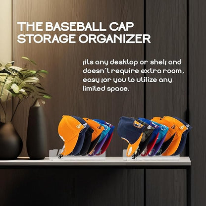 2-Pack No-Install Hat Stand Organizer for Baseball Caps – Clear Acrylic Cap Holder Rack Display, Stores 14 Hats, Space-Saving Baseball Cap Organizer for Closet or Shelf