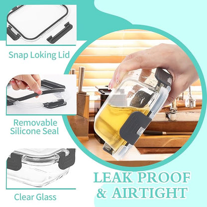 Skroam 10-Pack Glass Meal Prep Containers, Food Storage Containers with Snap Locking Lids, Airtight Bento Boxes for Microwave, Oven, Freezer and Dishwasher