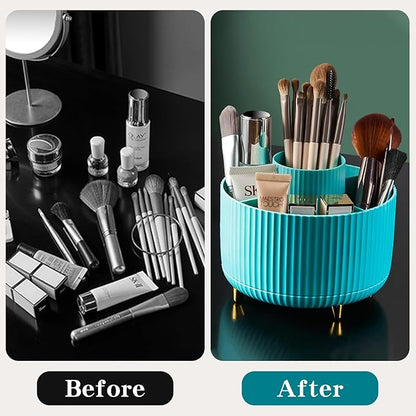 fanado 360° Rotate Makeup Brush Holder Organizer, Makeup Organizers Countertop, Makeup organization and Skincare Storage with Gift Box Packing for Vanity, Desktop, Bathroom (Blue)