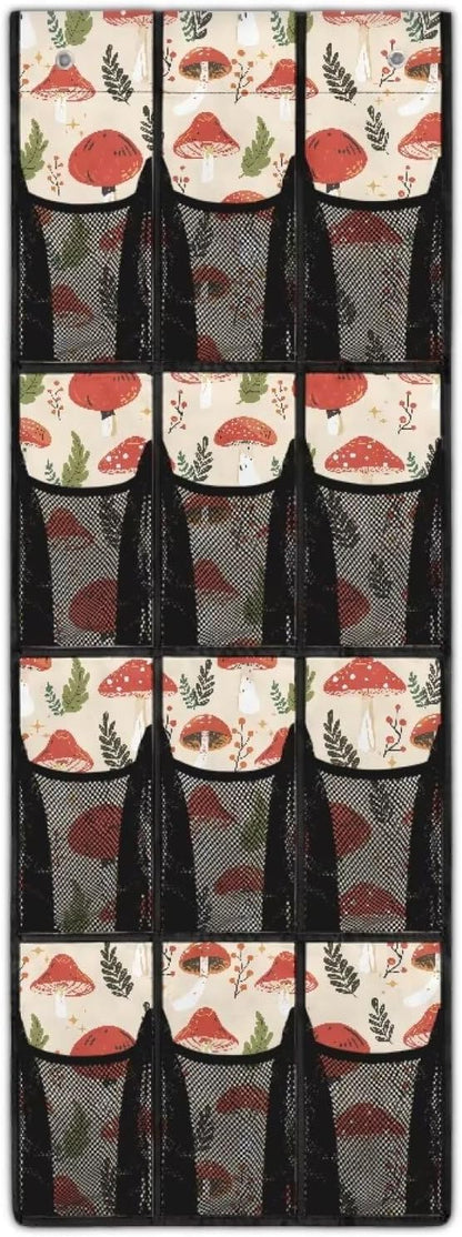Mushroom Print Shoe Organizer Door Hanger,Shoes Hanger Storage Organizer Bag Space Saver,Hanging Shoe Storage Hanging Bag