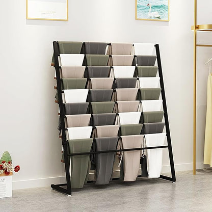 Multi Purpose Silk Scarf Display Stand, Large Capacity Hijab Rack, Floor Standing Pants Storage Organizer, Space Saving, for Home/Cloakroom/Retail Stores,Black,120x40x145cm