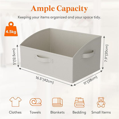 Lifewit Trapezoid Closet Storage Bins for Shelf, 6 Packs Non-woven Closet Organizer Baskets with Handles, Foldable Clothes Containers Boxes for Clothing, Book, Purse, 19L, Large, Light Gray